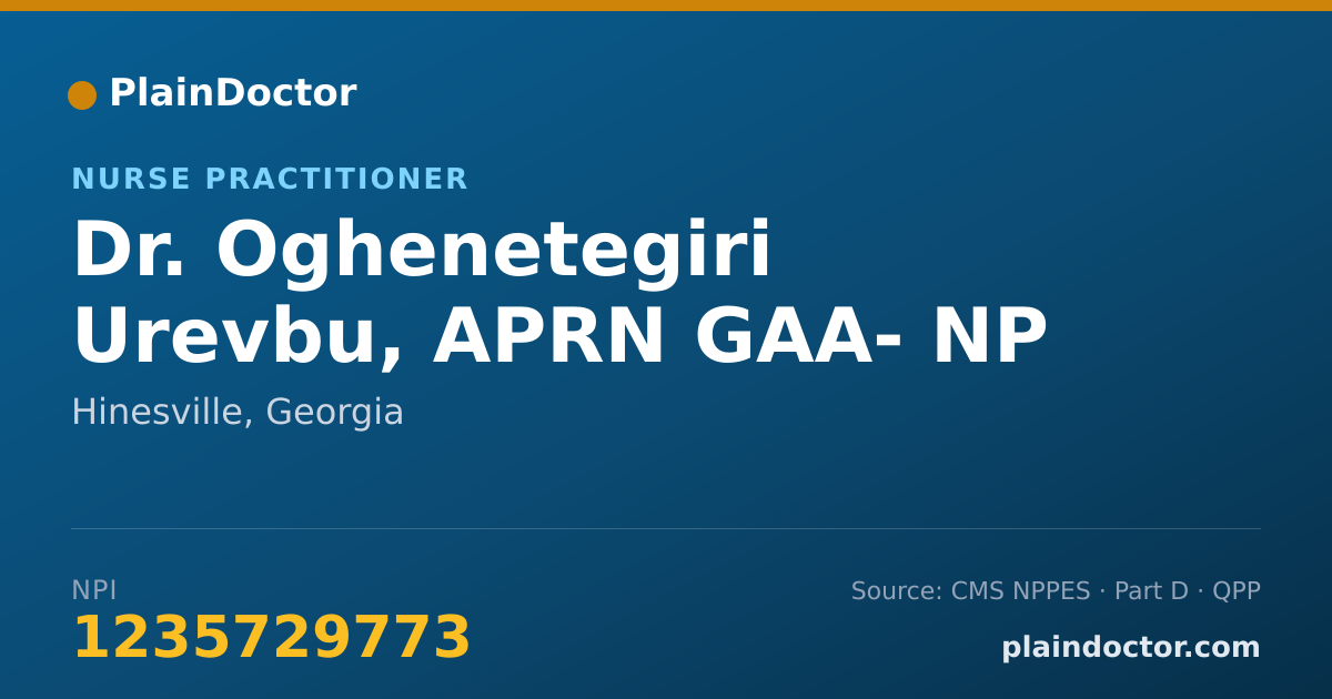Shareable card for Oghenetegiri Urevbu, APRN GAA- NP - Nurse Practitioner, Hinesville, GA