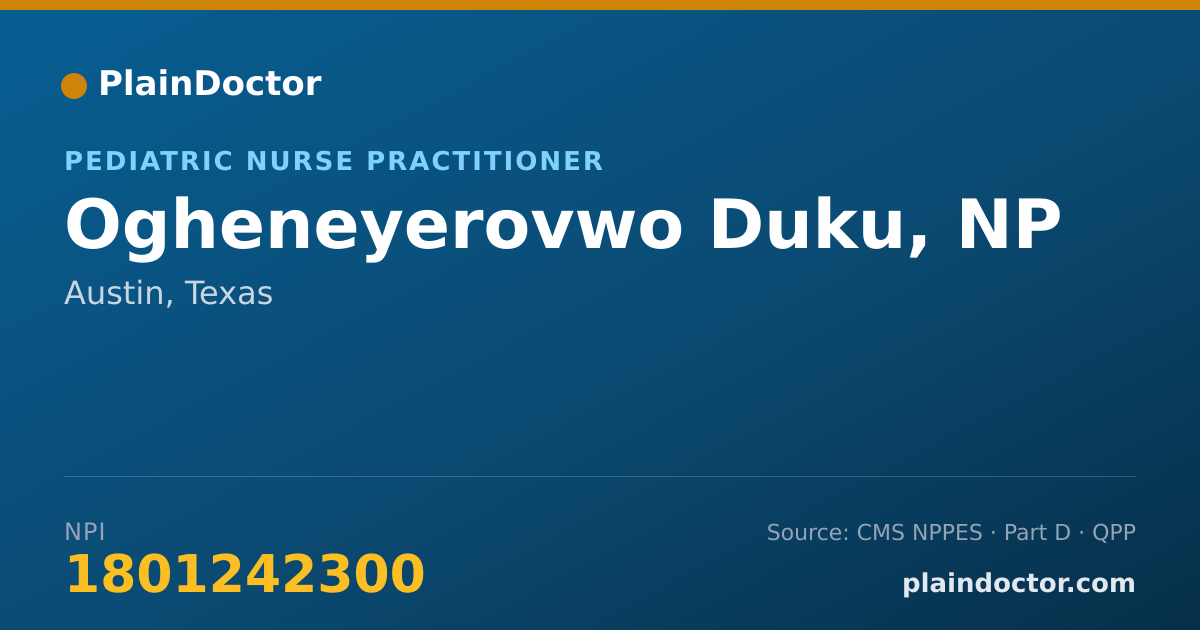 Shareable card for Ogheneyerovwo Duku, NP - Pediatric Nurse Practitioner, Austin, TX
