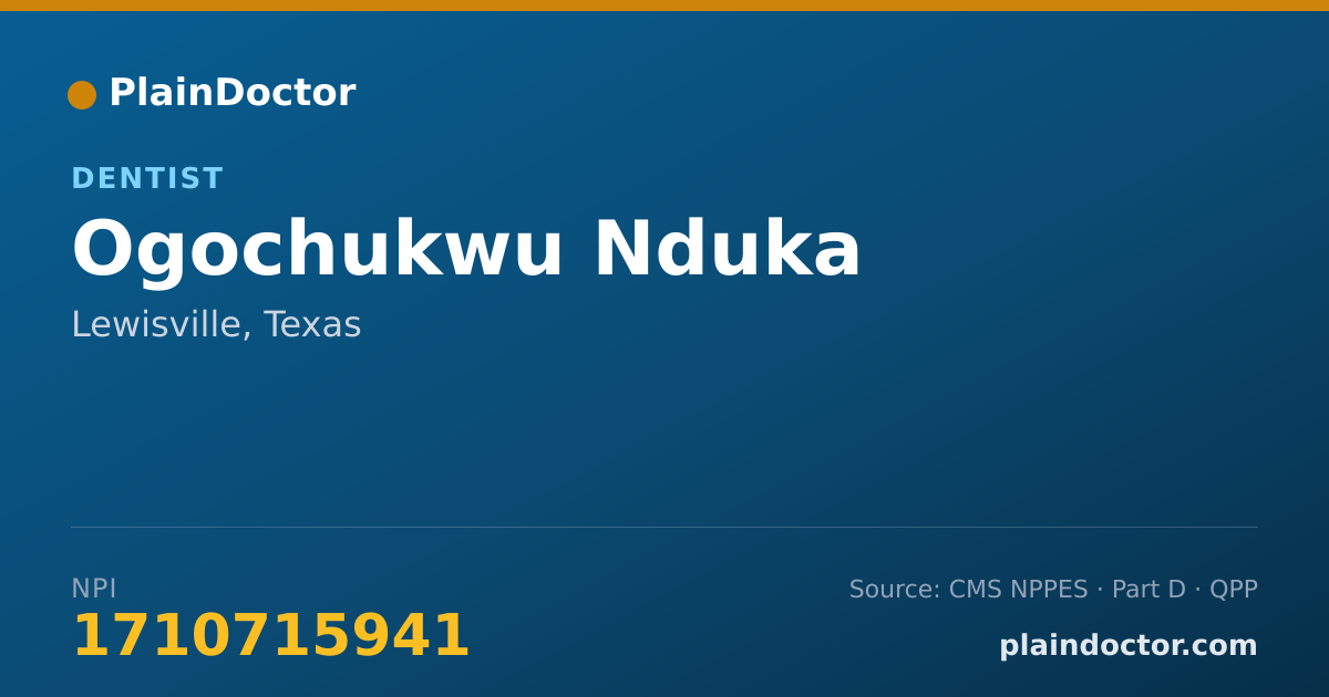 Shareable card for Ogochukwu Nduka - Dentist, Lewisville, TX
