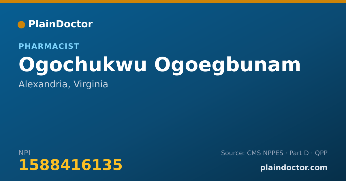 Shareable card for Ogochukwu Ogoegbunam - Pharmacist, Alexandria, VA