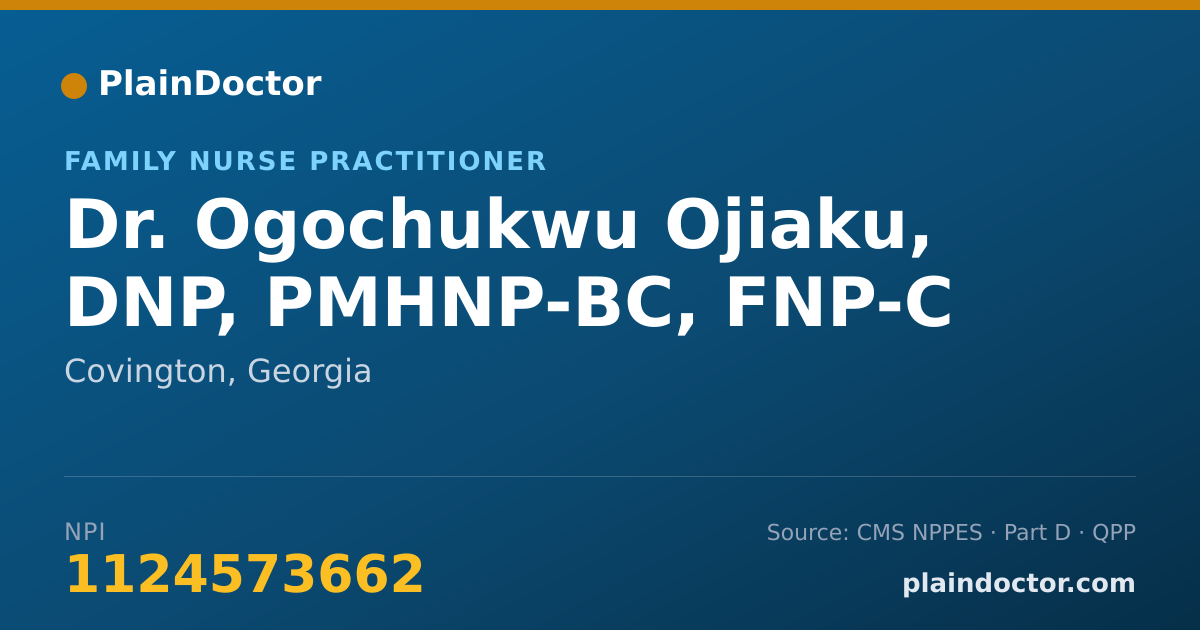 Shareable card for Ogochukwu Ojiaku, DNP, PMHNP-BC, FNP-C - Family Nurse Practitioner, Covington, GA