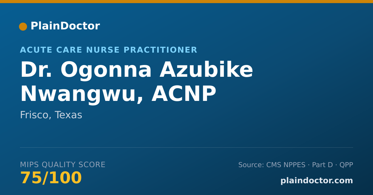 Shareable card for Ogonna Azubike Nwangwu, ACNP - Acute Care Nurse Practitioner, Frisco, TX
