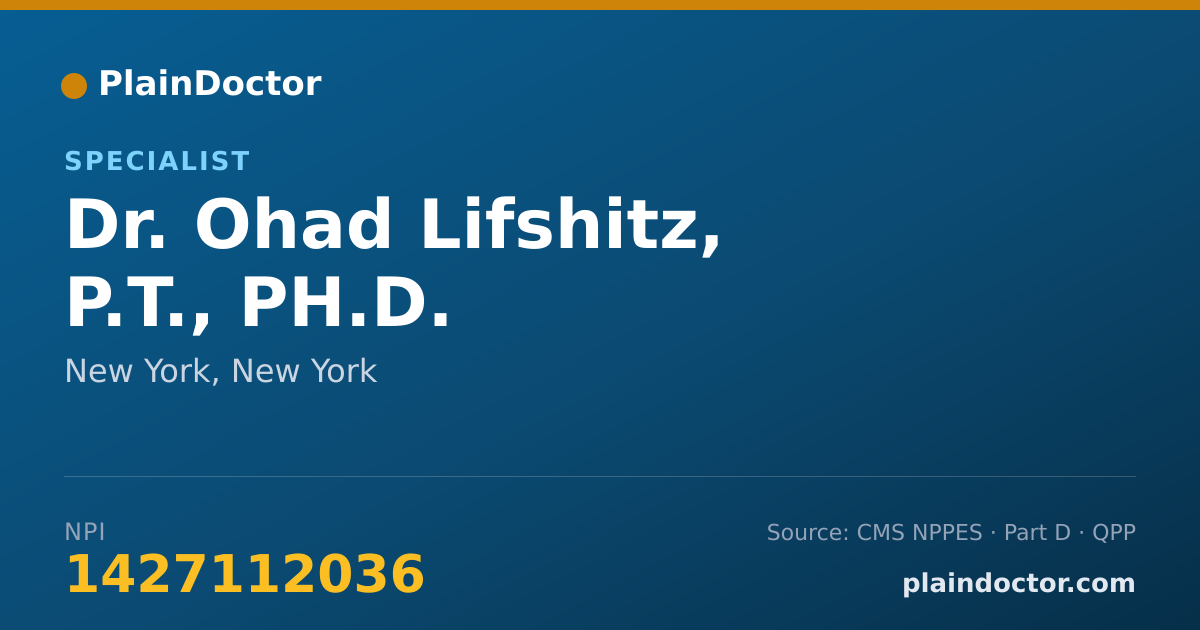 Shareable card for Ohad Lifshitz, P.T., PH.D. - Specialist, New York, NY