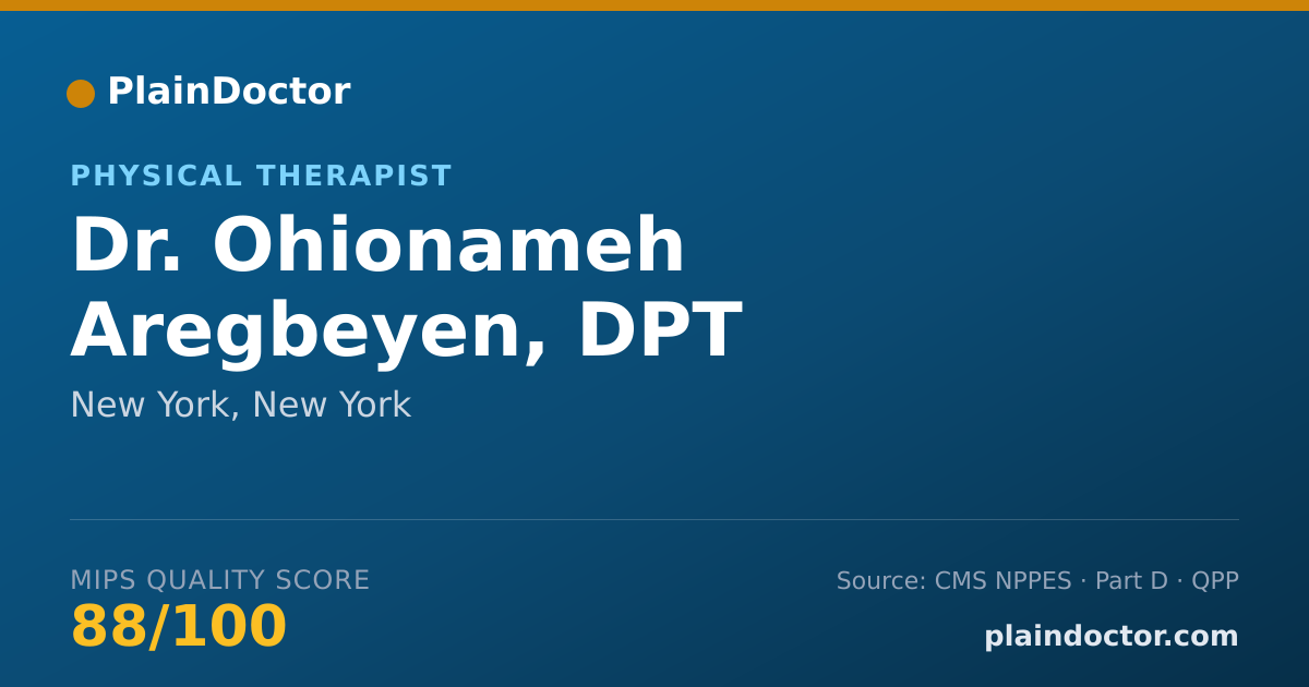 Shareable card for Ohionameh Aregbeyen, DPT - Physical Therapist, New York, NY