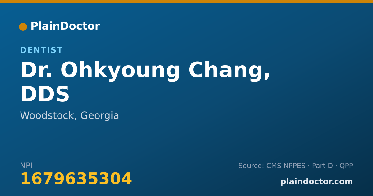 Shareable card for Ohkyoung Chang, DDS - Dentist, Woodstock, GA