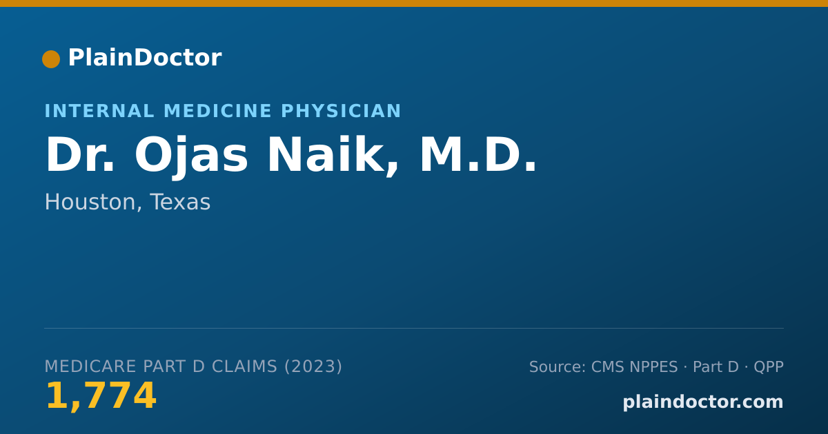 Shareable card for Ojas Naik, M.D. - Internal Medicine Physician, Houston, TX