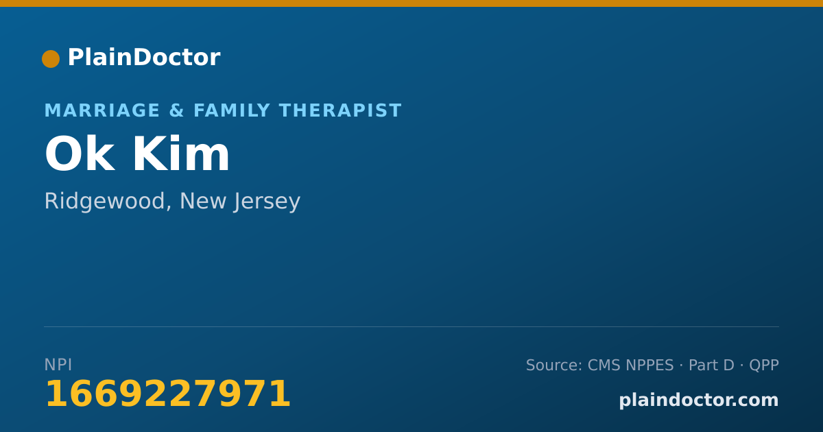 Shareable card for Ok Kim - Marriage & Family Therapist, Ridgewood, NJ