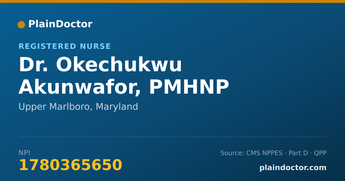 Shareable card for Okechukwu Akunwafor, PMHNP - Registered Nurse, Upper Marlboro, MD