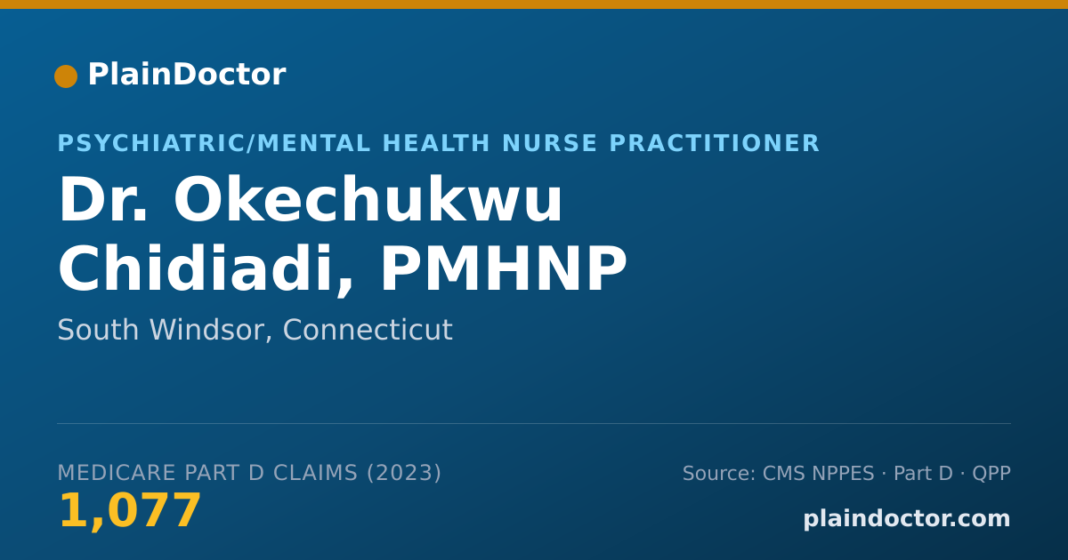 Shareable card for Okechukwu Chidiadi, PMHNP - Psychiatric/Mental Health Nurse Practitioner, South Windsor, CT