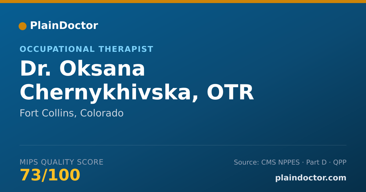 Shareable card for Oksana Chernykhivska, OTR - Occupational Therapist, Fort Collins, CO