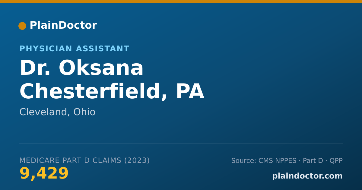 Shareable card for Oksana Chesterfield, PA - Physician Assistant, Cleveland, OH