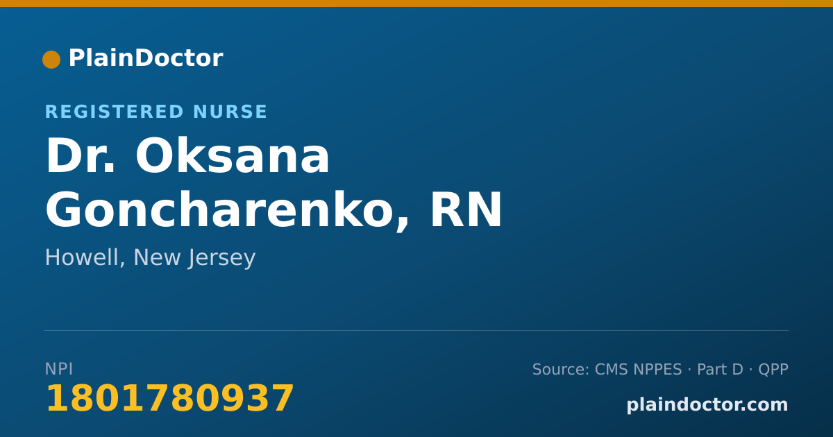 Shareable card for Oksana Goncharenko, RN - Registered Nurse, Howell, NJ