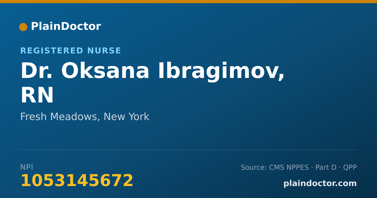 Shareable card for Oksana Ibragimov, RN - Registered Nurse, Fresh Meadows, NY