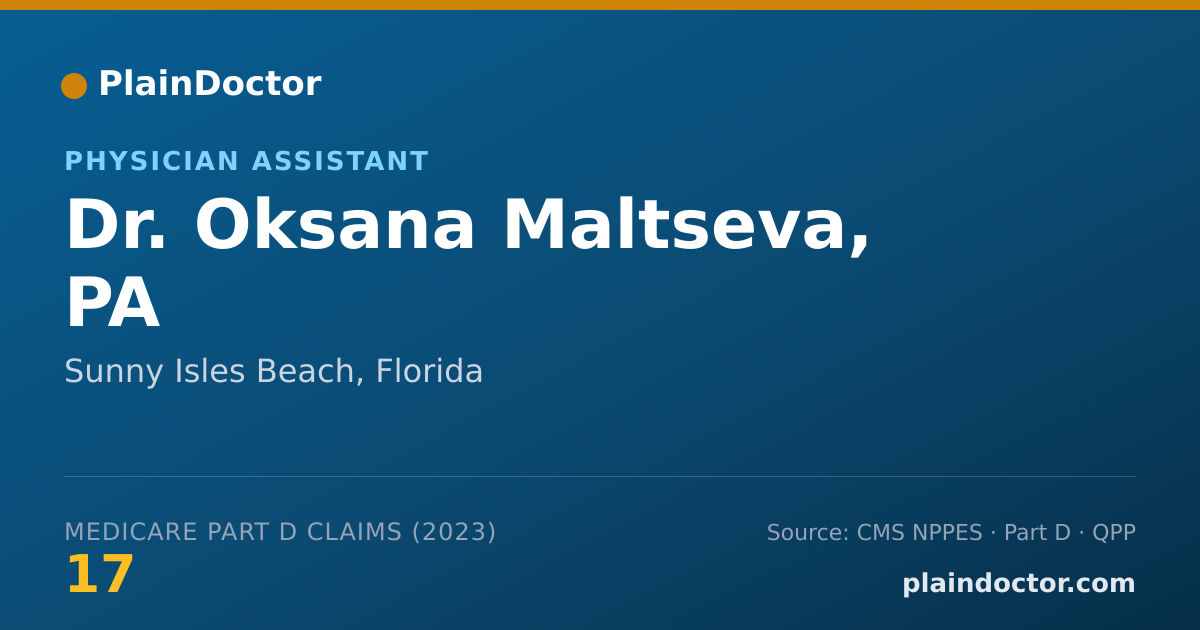 Shareable card for Oksana Maltseva, PA - Physician Assistant, Sunny Isles Beach, FL