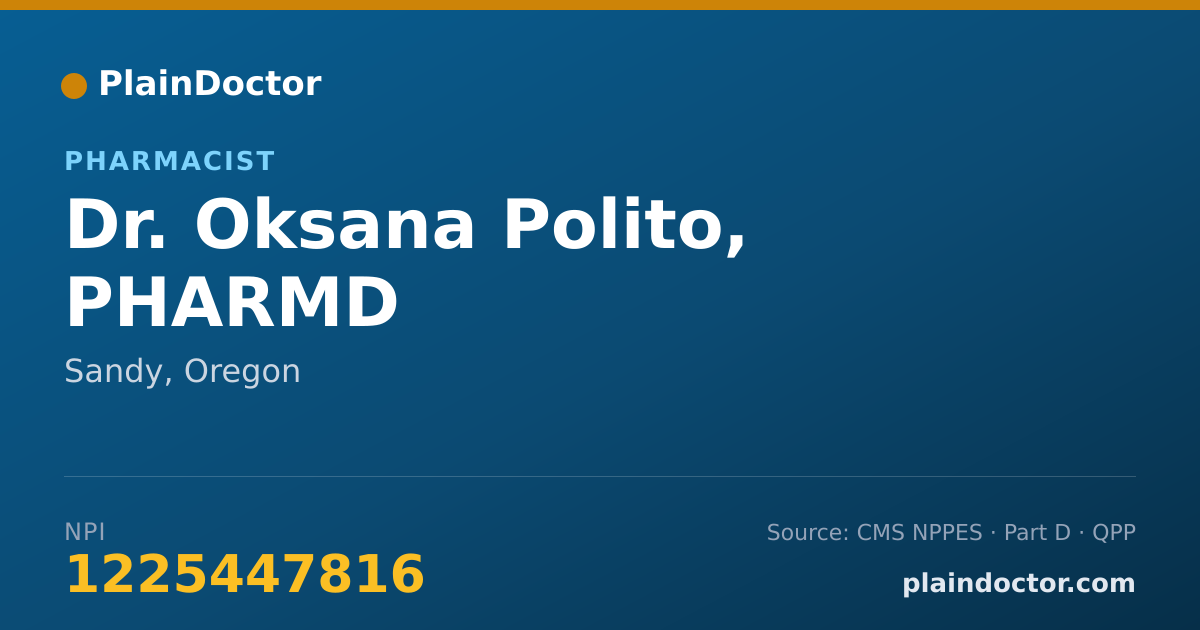 Shareable card for Oksana Polito, PHARMD - Pharmacist, Sandy, OR