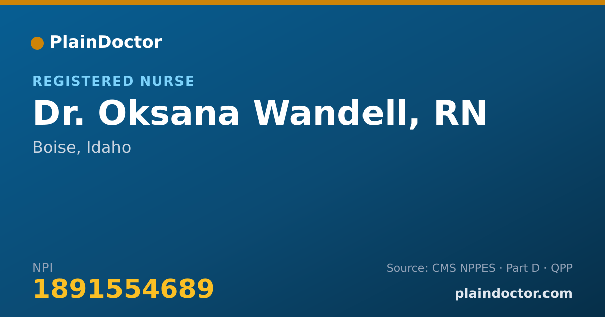 Shareable card for Oksana Wandell, RN - Registered Nurse, Boise, ID