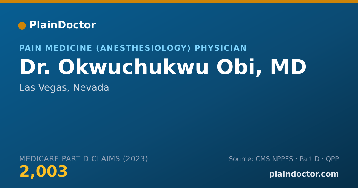 Shareable card for Okwuchukwu Obi, MD - Pain Medicine (Anesthesiology) Physician, Las Vegas, NV