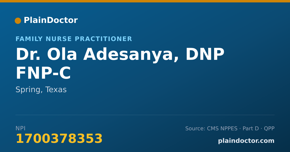Shareable card for Ola Adesanya, DNP FNP-C - Family Nurse Practitioner, Spring, TX