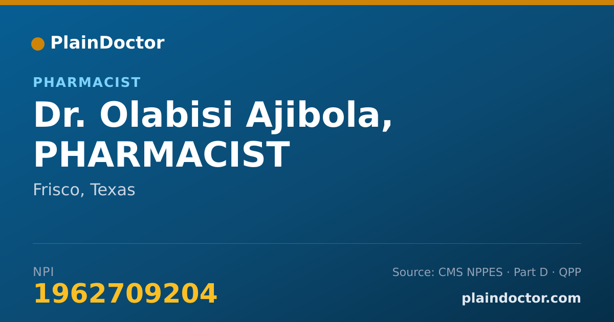Shareable card for Olabisi Ajibola, PHARMACIST - Pharmacist, Frisco, TX