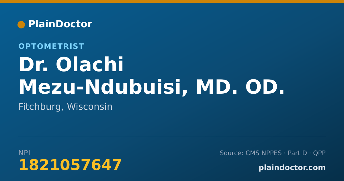 Shareable card for Olachi Mezu-Ndubuisi, MD. OD. - Optometrist, Fitchburg, WI