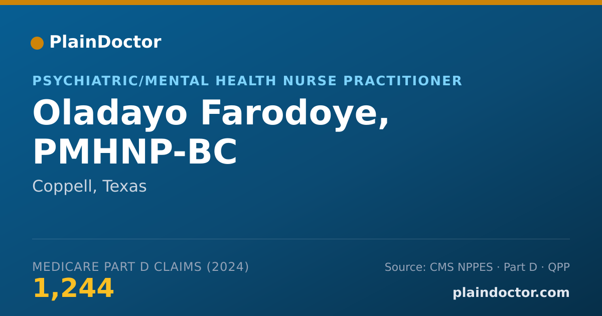 Shareable card for Oladayo Farodoye, PMHNP-BC - Psychiatric/Mental Health Nurse Practitioner, Coppell, TX