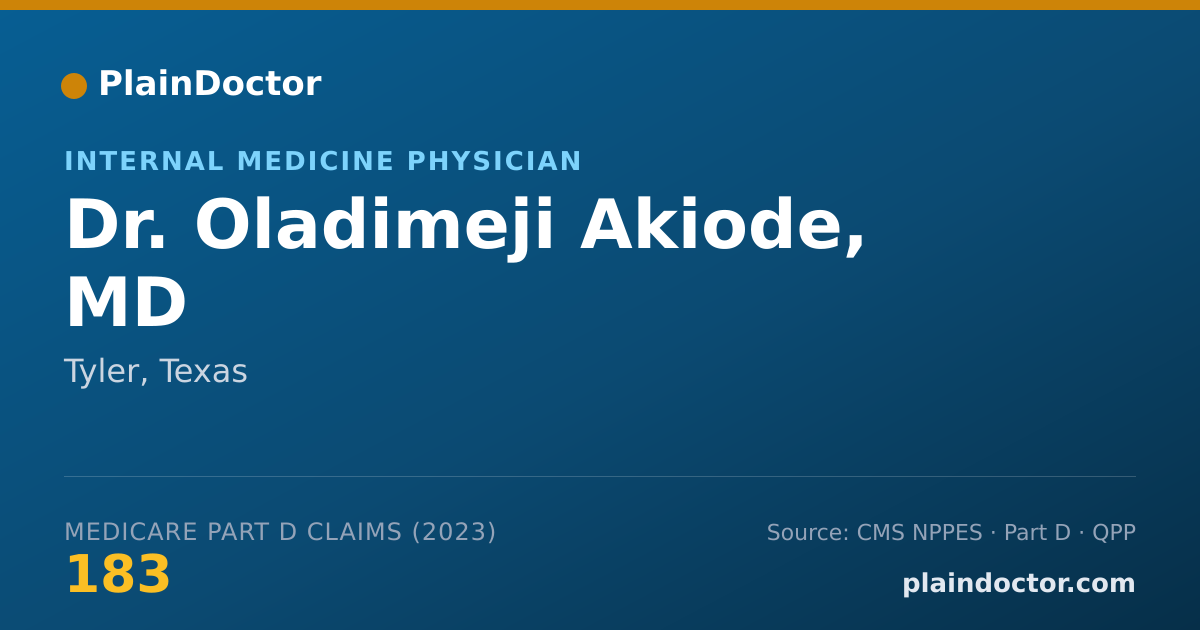 Shareable card for Oladimeji Akiode, MD - Internal Medicine Physician, Tyler, TX