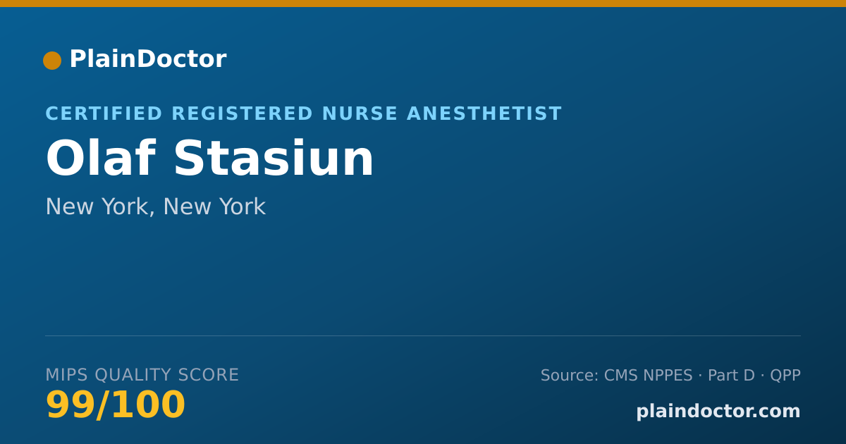 Shareable card for Olaf Stasiun - Certified Registered Nurse Anesthetist, New York, NY