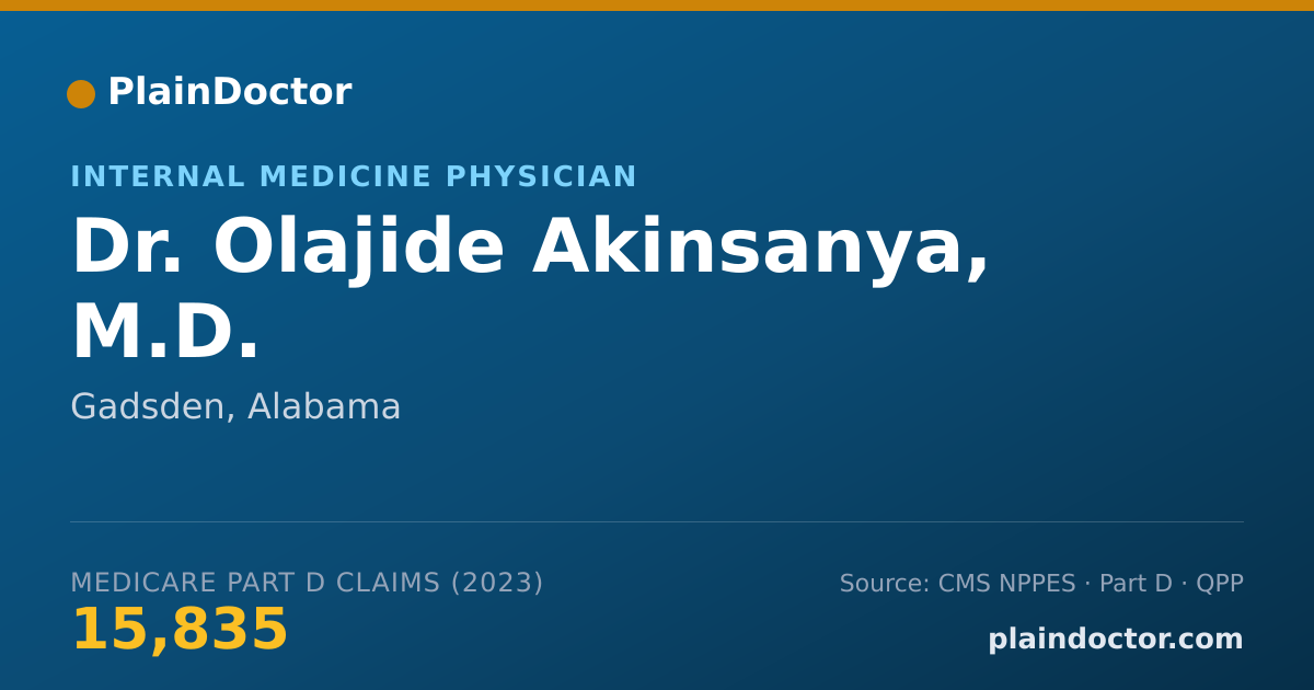 Shareable card for Olajide Akinsanya, M.D. - Internal Medicine Physician, Gadsden, AL