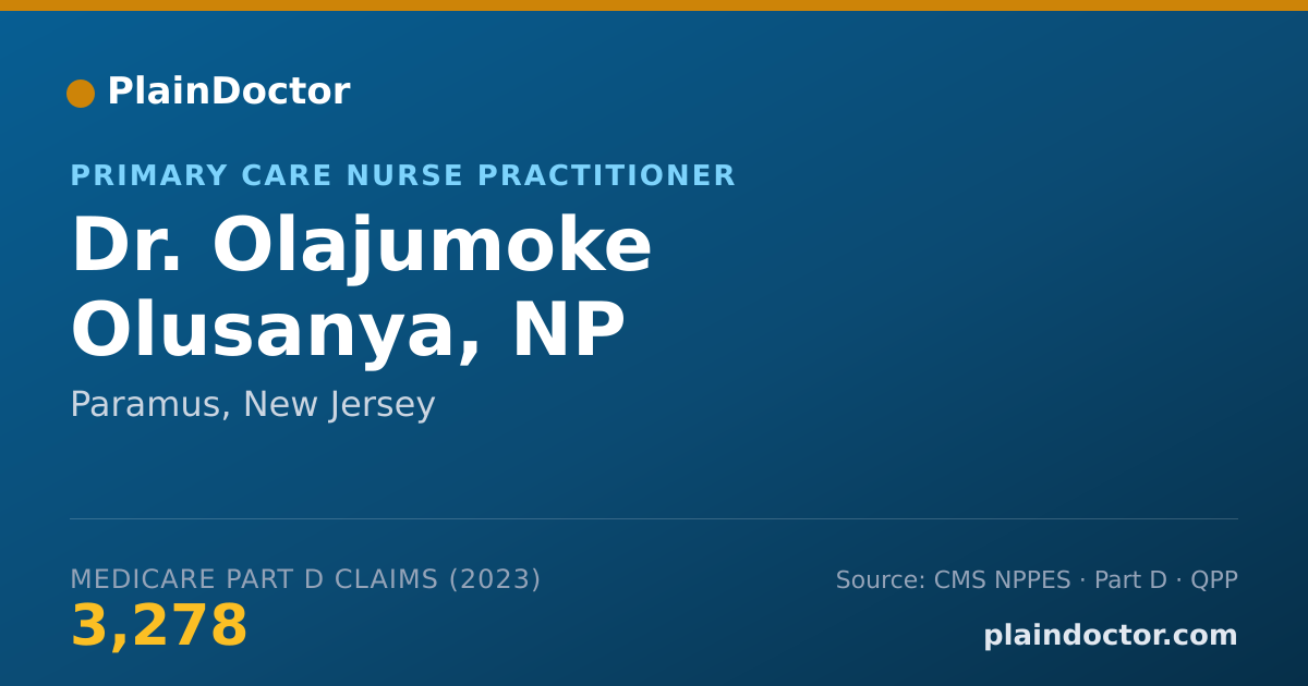 Shareable card for Olajumoke Olusanya, NP - Primary Care Nurse Practitioner, Paramus, NJ