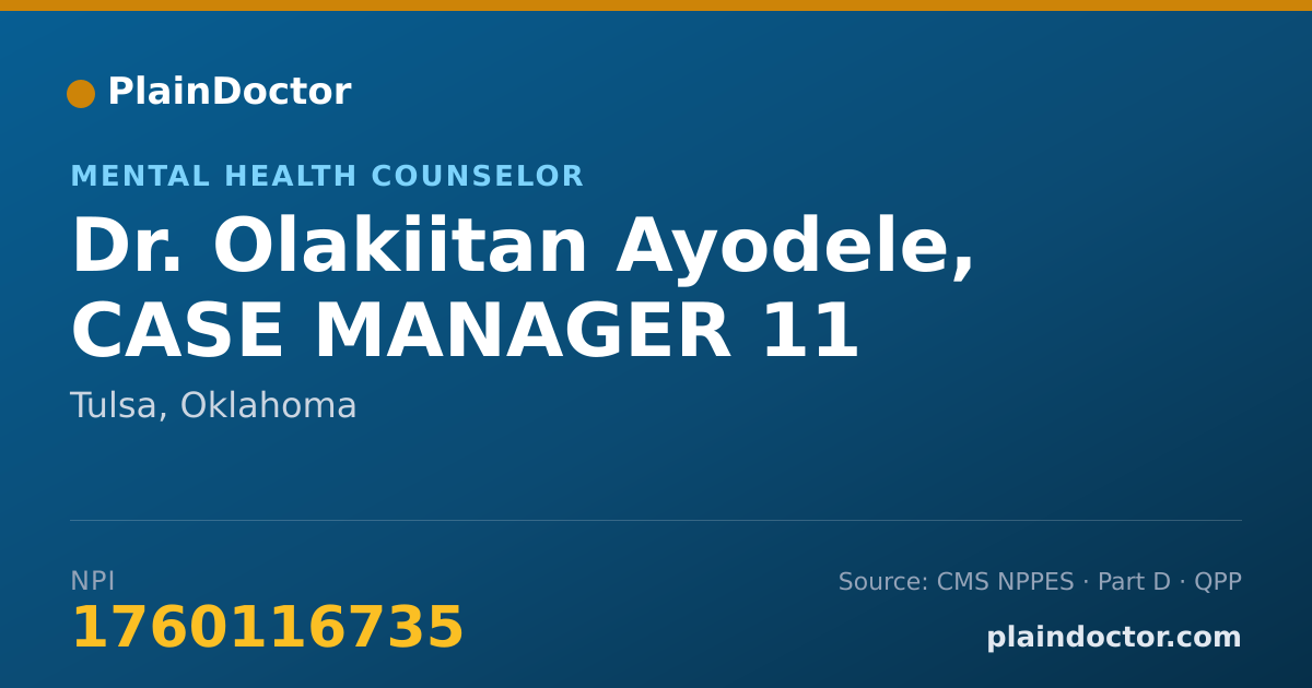 Shareable card for Olakiitan Ayodele, CASE MANAGER 11 - Mental Health Counselor, Tulsa, OK
