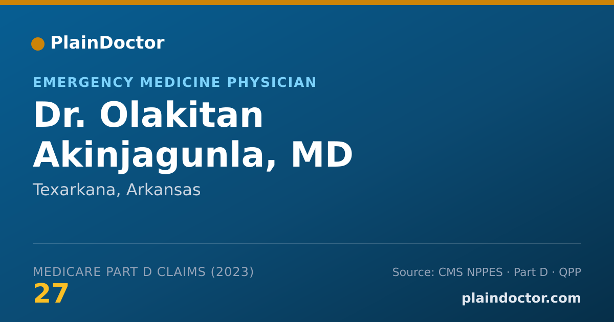 Shareable card for Olakitan Akinjagunla, MD - Emergency Medicine Physician, Texarkana, AR