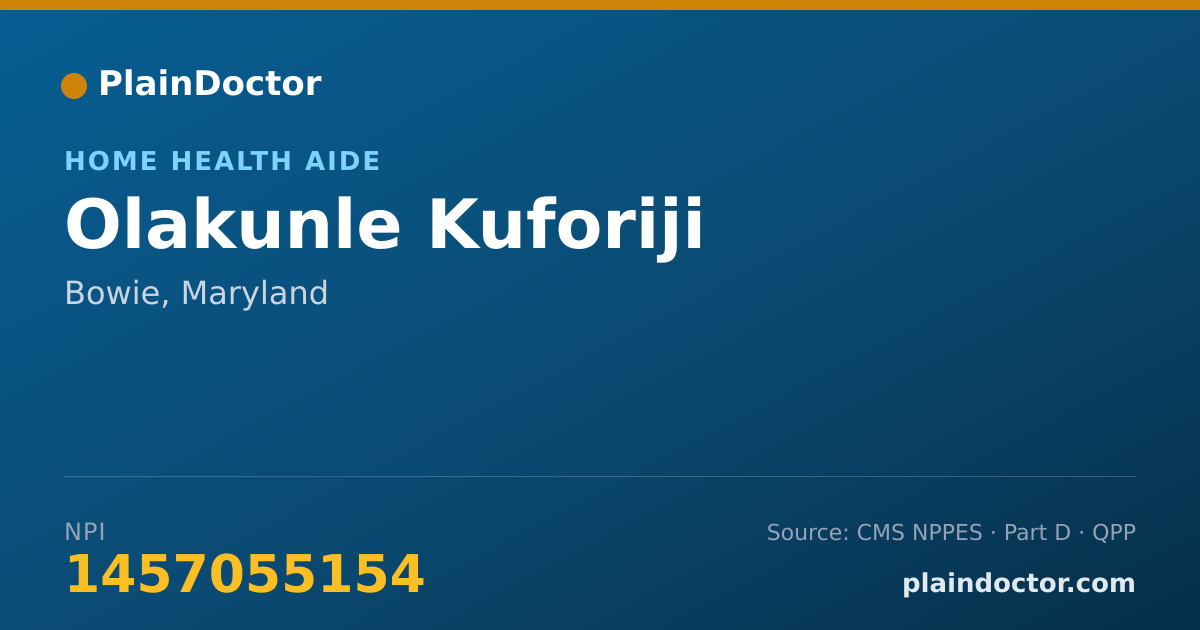 Shareable card for Olakunle Kuforiji - Home Health Aide, Bowie, MD
