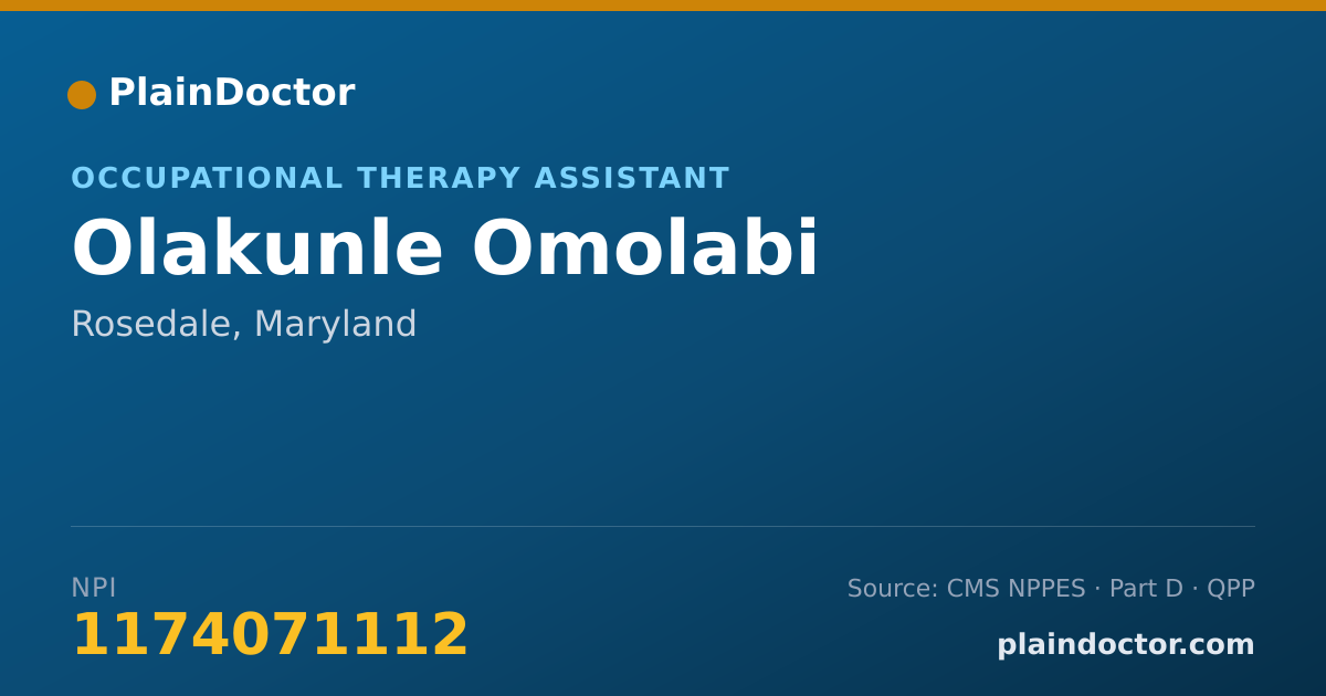 Shareable card for Olakunle Omolabi - Occupational Therapy Assistant, Rosedale, MD
