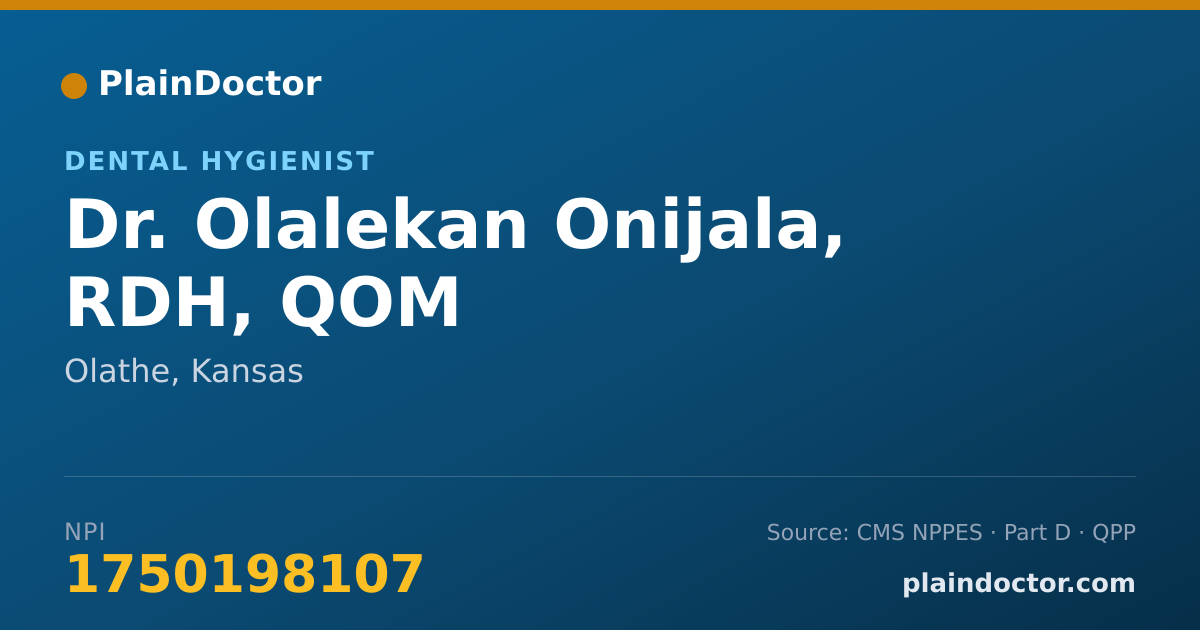 Shareable card for Olalekan Onijala, RDH, QOM - Dental Hygienist, Olathe, KS
