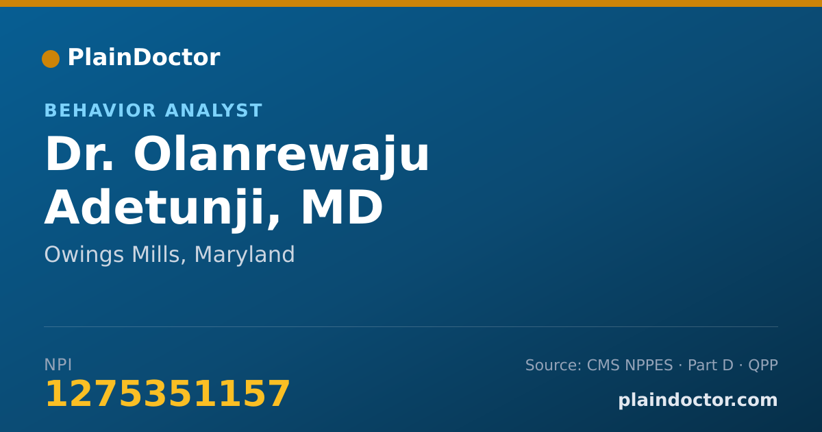 Shareable card for Olanrewaju Adetunji, MD - Behavior Analyst, Owings Mills, MD