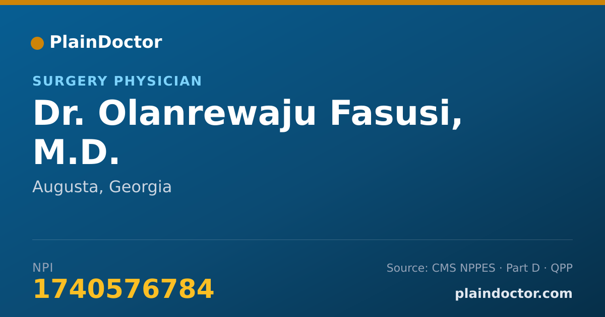 Shareable card for Olanrewaju Fasusi, M.D. - Surgery Physician, Augusta, GA