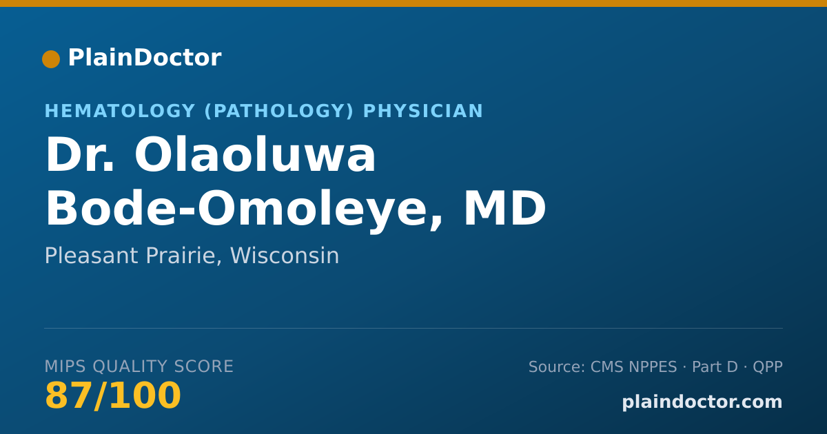 Shareable card for Olaoluwa Bode-Omoleye, MD - Hematology (Pathology) Physician, Pleasant Prairie, WI