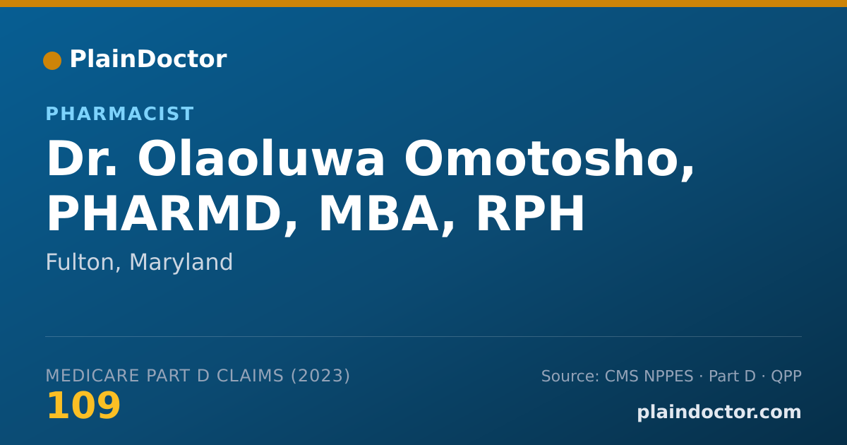 Shareable card for Olaoluwa Omotosho, PHARMD, MBA, RPH - Pharmacist, Fulton, MD