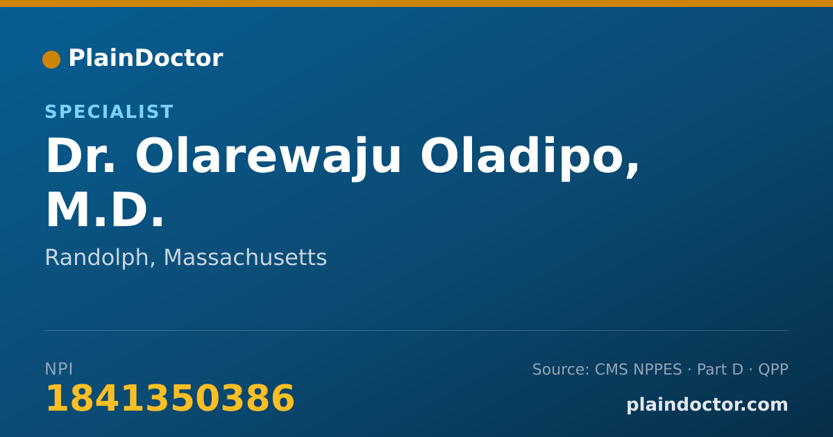Shareable card for Olarewaju Oladipo, M.D. - Specialist, Randolph, MA