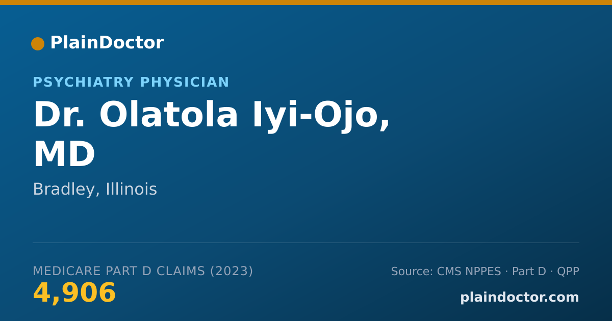 Shareable card for Olatola Iyi-Ojo, MD - Psychiatry Physician, Bradley, IL