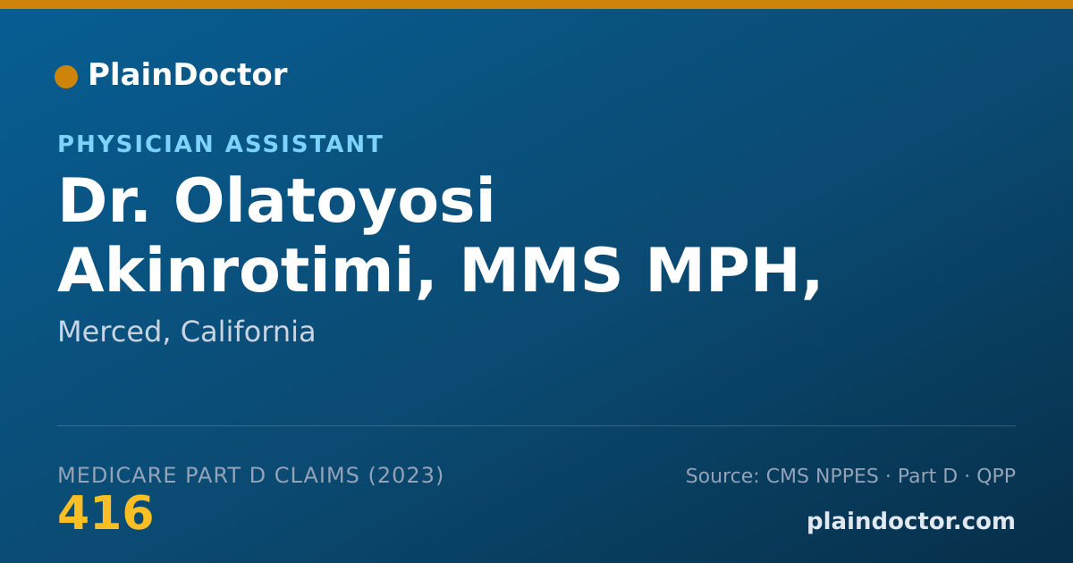 Shareable card for Olatoyosi Akinrotimi, MMS MPH, PA-C - Physician Assistant, Merced, CA