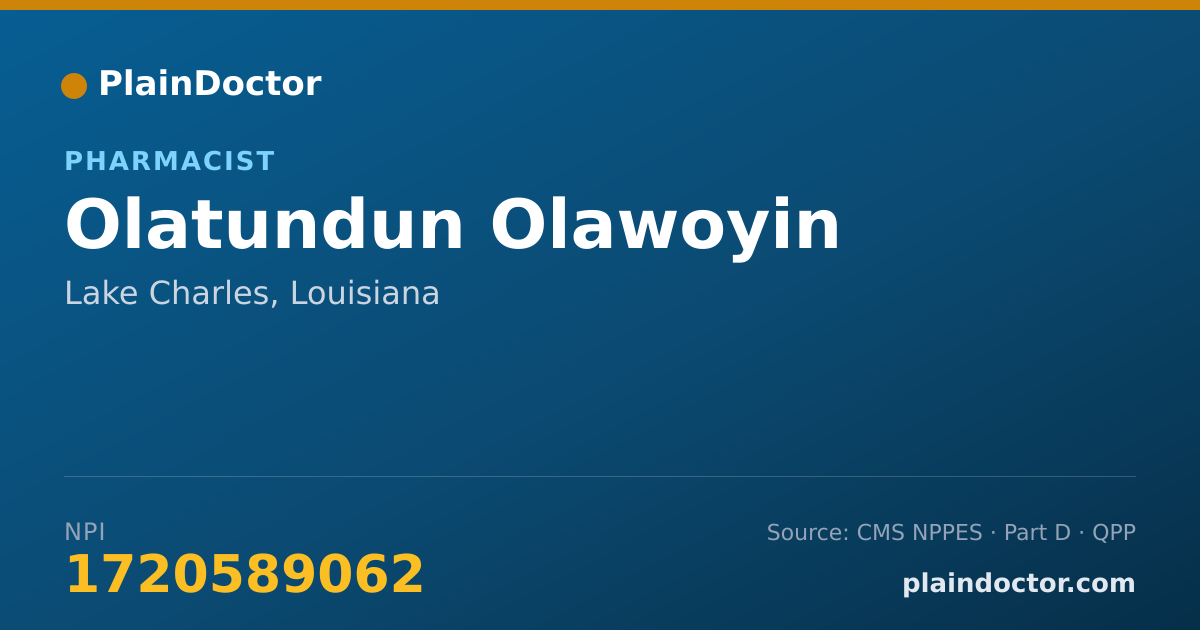 Shareable card for Olatundun Olawoyin - Pharmacist, Lake Charles, LA