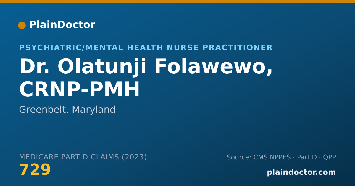 Shareable card for Olatunji Folawewo, CRNP-PMH - Psychiatric/Mental Health Nurse Practitioner, Greenbelt, MD