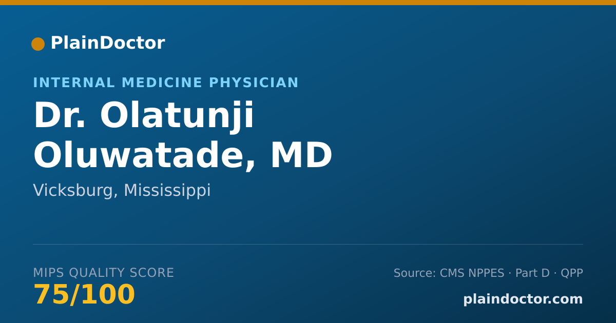 Shareable card for Olatunji Oluwatade, MD - Internal Medicine Physician, Vicksburg, MS