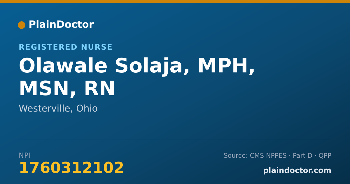 Shareable card for Olawale Solaja, MPH, MSN, RN - Registered Nurse, Westerville, OH