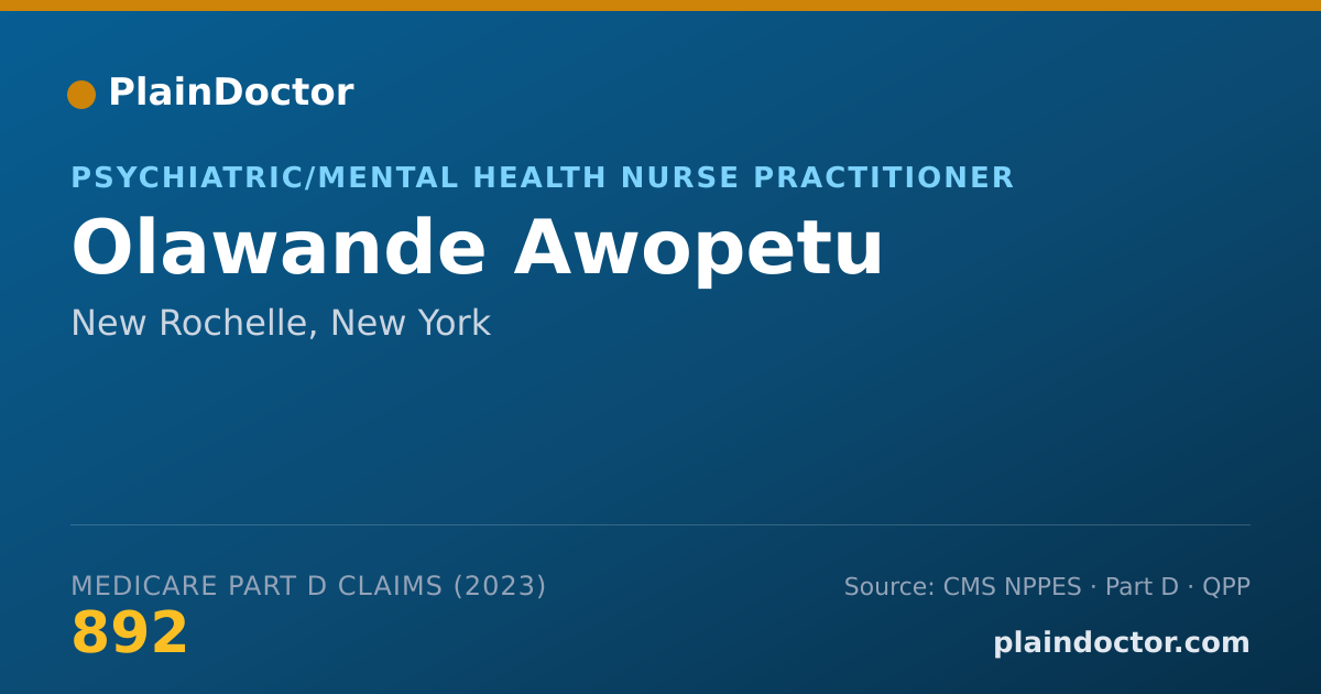 Shareable card for Olawande Awopetu - Psychiatric/Mental Health Nurse Practitioner, New Rochelle, NY