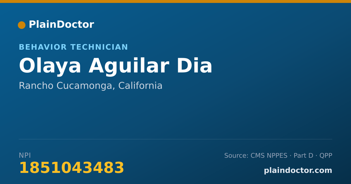 Shareable card for Olaya Aguilar Dia - Behavior Technician, Rancho Cucamonga, CA