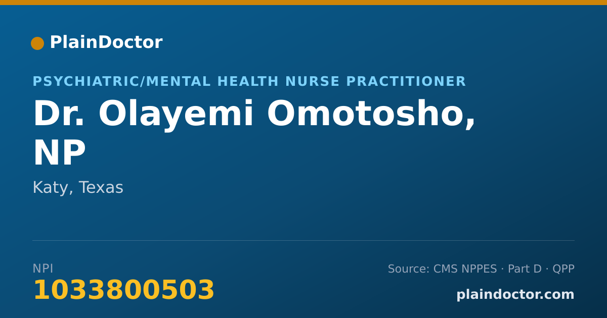 Shareable card for Olayemi Omotosho, NP - Psychiatric/Mental Health Nurse Practitioner, Katy, TX