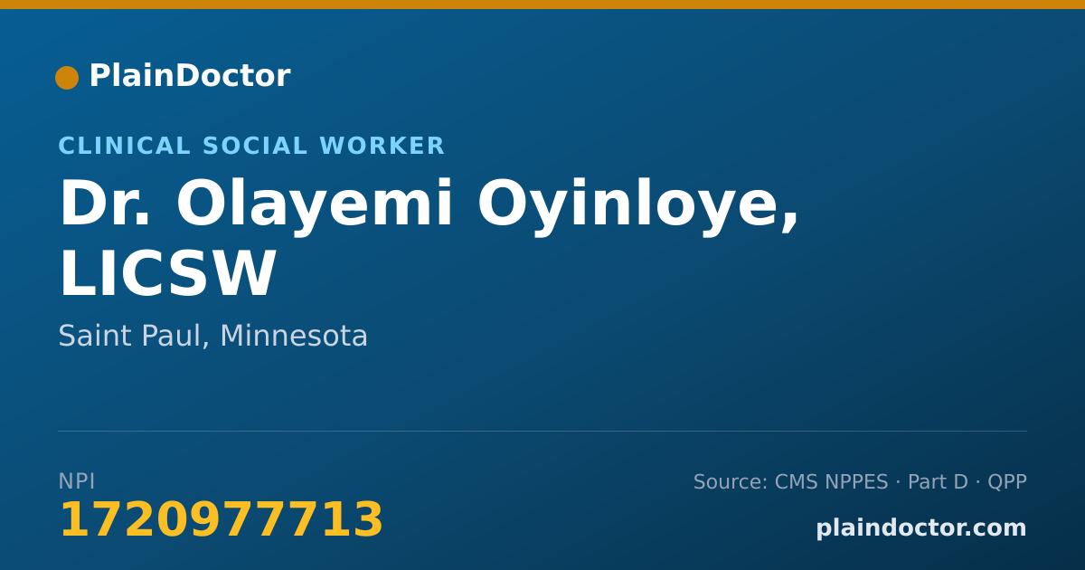 Shareable card for Olayemi Oyinloye, LICSW - Clinical Social Worker, Saint Paul, MN