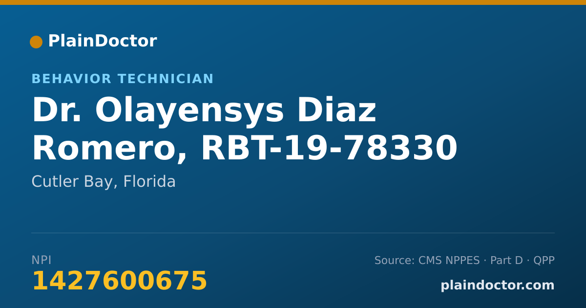 Shareable card for Olayensys Diaz Romero, RBT-19-78330 - Behavior Technician, Cutler Bay, FL
